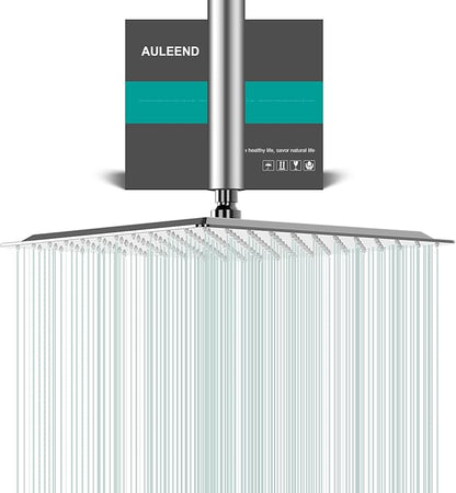 Square Rain Shower Head, High Flow Stainless Steel,Work with any decorative style，All Metal Rainfall Shower Head (Chrome, 12)