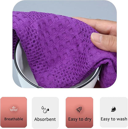 Waffle Weave Cotton Washing Cloth Ultra Soft and Absorbent Washcloths for Bathroom Kitchen and Gym Natural Cotton (6, Grey)
