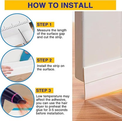 Weather Stripping 16.4FT(L) x 2in(W) Door Draft Stopper Silicone Seal Strip for House and Glass Shower, Door Sweep for Collision and Gaps of Doors and Windows, Weatherproof Soundproof (Black)