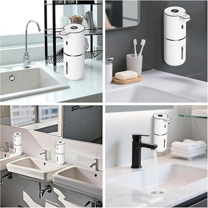2 Pack Automatic Liquid Soap Dispenser Touchless, USB Rechargeable Smart Hand Soap Dispenser, 6-Level Adjustable, 12.8oz/380mL Wall Mount for Bathroom Kitchen Dish Soap-White