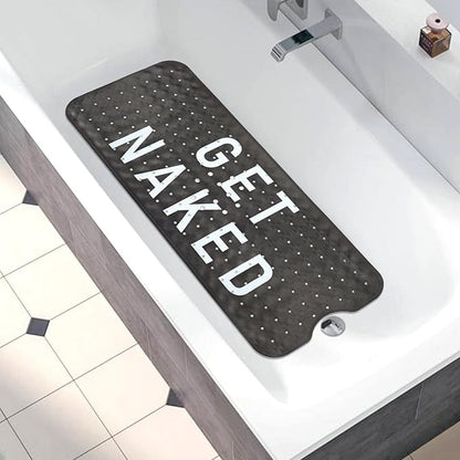 Bathtub Mat Non Slip, Get Naked Extra Long Bath tub Mat Shower Floor Mat with Suction Cups and Drain Holes for Adults Kids Elderly 40 X 16 Inch