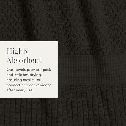 NY Loft Bath Towel 4 Pack, 100% Cotton, Super Soft & Absorbent, Quick-Dry, Textured, Durable, Premium Thick, 30" x 52", Black