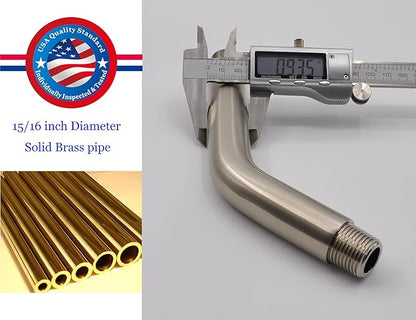 Aquaiaw Only Produce and Sell Solid Brass Shower Arms. Aquaiaw Shower Arm and O-Ring Flange, 6 inch, Solid Brass, Round, Both 1/2 NPT Tapered Threads, PVD Brushed Nickel Wall Mount Shower Head Arm