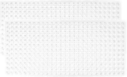 GORILLA GRIP Patented Bath Tub Shower Mat, 2 Pack, Machine Washable Bathtub Floor Liner Mats, Suction Cups and Drain Holes to Keep Tubs Clean, Soft on Feet, Bathroom Essentials, 35x16 Inch, White