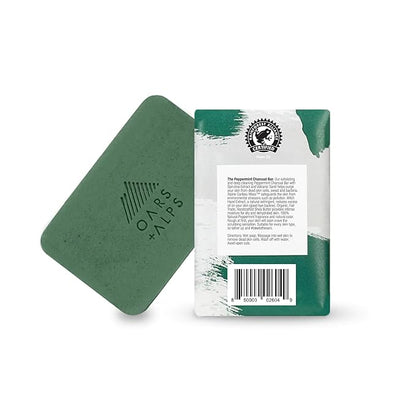 Oars + Alps Peppermint Charcoal Exfoliating Bar Soap for Men, Deep Cleaning & Exfoliating Soap, Made with Clean Ingredients, All Skin Types, Cruelty Free, Paraben Free, Travel Size, 1pk, 6oz