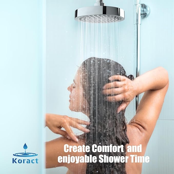 Shower Head High Pressure Rain Premium Quality Luxury Design Anti-Clogging Silicone Nozzles Adjustable Replacement for Bathroom Shower Heads (6 inch Round) (Luxury Polished Chrome 6" Round)
