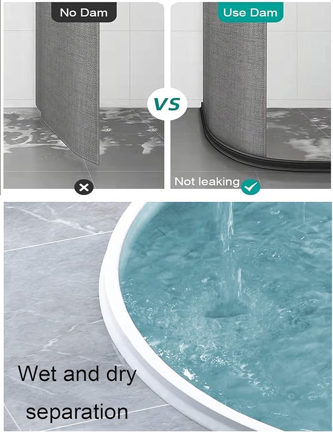 39Inch Collapsible Shower Threshold Water Dam 2" High Shower Barrier Water Stopper 2" Tall Shower Water Guard To Keep Water In Shower Dry And Wet Separation Bathroom Wheelchair Accessible