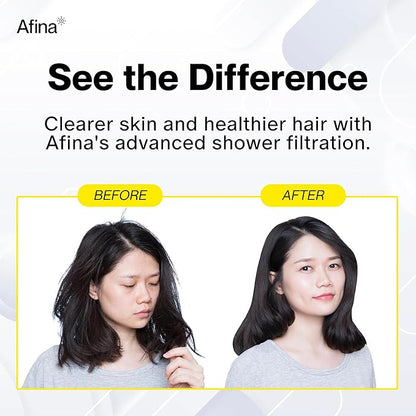Afina Filtered Shower Head - Water Softener Showerhead with KDF-55 Filter for Hard Water - High Pressure Rain Fall Experience - Universal Fit (Chrome)