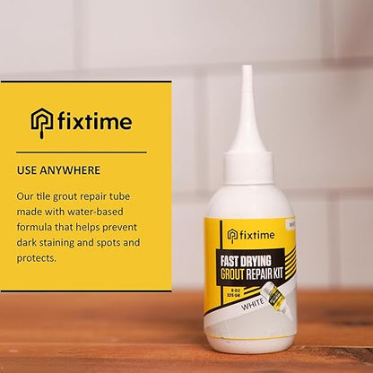Tile Grout Repair Kit, White Grout Filler Tube 8 oz, Grout Repair Renews, Fast Drying Repait Kit, Grout Sealer for Floor Tile - Spatula Included (2xWhite)