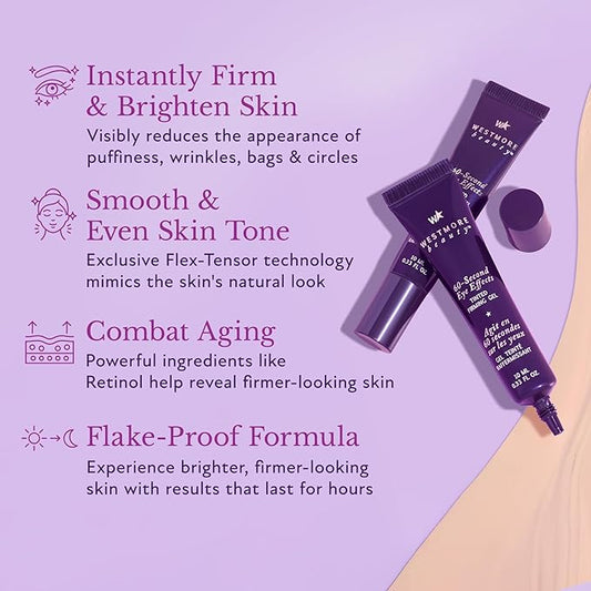 Westmore Beauty 60 Second Effects Tinted Firming Gel - Under Eye Cream For Puffiness And Bags Under Eyes - 20 mL Light to Medium - 0.68 Fl Oz