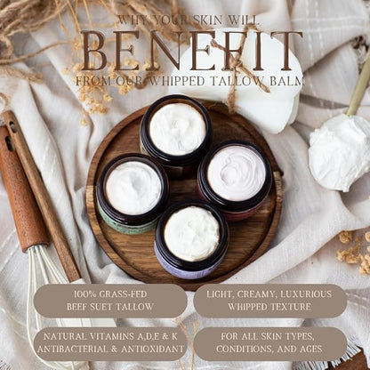 100% Grass-Fed Whipped Tallow Balm & Organic Jojoba Oil infused with Organic Madagascar Vanilla Beans/vanilla coffee: face & body moisturizer for dry, sensitive skin/eczema, (VANILLA LATTE)