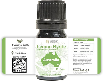 Lemon Myrtle Essential Oil - Experience an Invigorating, Fresh Citrus Aroma - Pure, Undiluted Therapeutic Grade Essential Oil - 5 ml