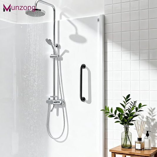 16 Inch Anti Slip Grab Bar for Shower, 2 Pack Munzong Oil Rubbed Black Bathroom Grab Bar, Knurled Handicap Balance Bar,Safety Hand Rail Support Elderly Senior