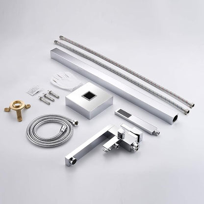 Freestanding Bathtub Faucet Tub Filler Chrome Floor Mount Bathroom Faucets Brass Single Handle with Hand Shower