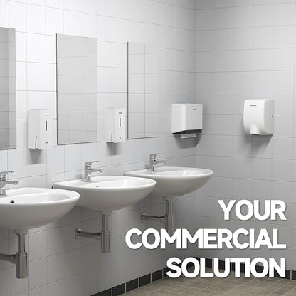 27oz (800 ml) Manual Wall Mounted Soap Dispenser, Ideal for Commercial Bathrooms Restaurants Hotels, Use with Liquid Hand Soap Shampoo, ABS White