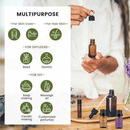 yethious Chamomile Lavender Essential Oil Set Pure Chamomile Lavender Aromatherapy Oils Organic Chamomile Essential Oil for Diffuser 2 Pack 10ML