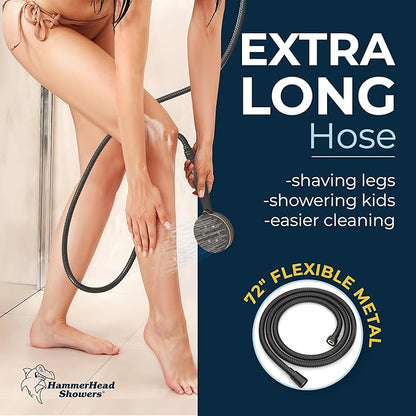 HammerHead Showers® Solid METAL 3-Spray Handheld Shower Head with Long Hose and Holder OIL RUBBED BRONZE - WIDE MASSAGE and MIST Sprays - 1.8 GPM Low Flow Handheld Showerhead -Water Saving Shower Head