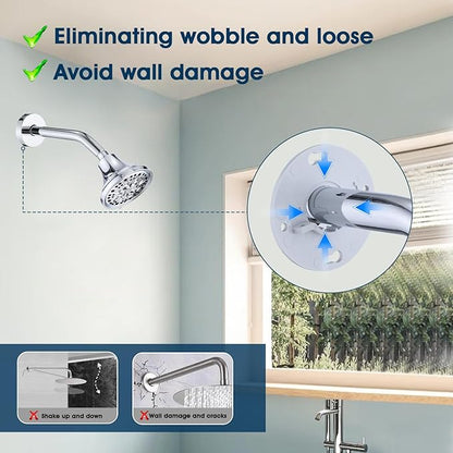 8 Inch Shower Arm with Flange and Stabilizer Bracket, Wall Mounted Shower Pipe Compatible with Rainfall Showerhead,Easy Installation, Chrome