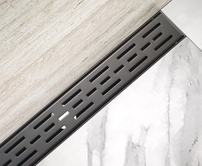HEATGENE 12-Inch Linear Shower Drain in Venetian Bronze - Stainless Steel Rectangular Shower Floor Drain - Removable Decorative Cover - Adjustable Leveling Feet - CUPC Certified