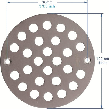 4-Inch Screw-in Shower Drainer Cover Replacement Floor Strainer Floor Drain Brushed Nickel