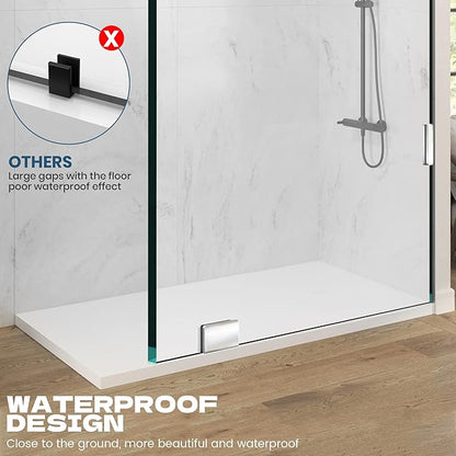 Frameless Shower Door, 36" W ×78" H Fixed Shower Glass Panel with Clamps, 3/8" (10mm) Glass Shower Doors, Clear Tempered Bathroom Shower Screen in Polished Chrome Finish