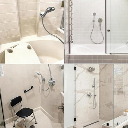 G-Promise All Metal Handheld Shower Head Holder, Adjustable Wall Mount Shower Wand Bracket, Strong Adhesive Disc Mount or Drill Installation (Matte Black)