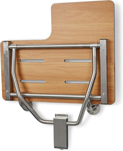 Seachrome 26" x 22.5” Teak Reversible Folding Transfer Tub/Shower Seat, ADA Compliant