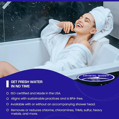 Crystal Quest Shower Filter without Shower Head - Gold - Advanced Multi Stage Filtration for Cleaner Water - Removes Chlorine, Heavy Metals - Promotes Healthier Skin, Softer Hair - Long-Lasting