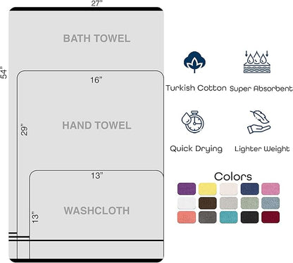 Hawmam Linen Green 6 Piece Bath Towels Set for Bathroom Original Turkish Cotton Soft, Absorbent and Premium 2 Bath Towels, 2 Hand Towels, 2 Washcloths
