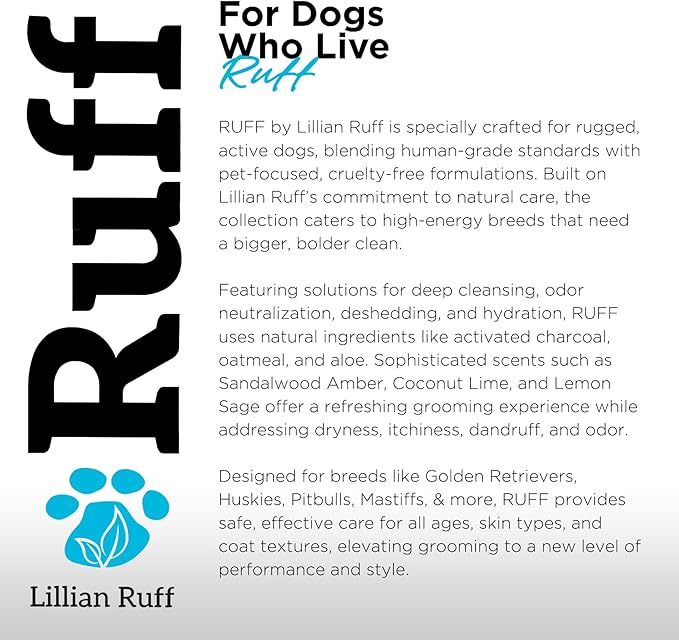 Ruff by Lillian Ruff Sandalwood Coconut Oatmeal Conditioner for Dogs – Moisturize & Soothe Dry Itchy Skin, Promote Healthy Coat, Tear-Free, Sulfate-Free, Paraben-Free, Made in USA (Gallon)