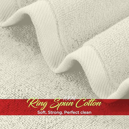 RIVERSIDE 12 Pack Washcloths - 12x12 Inches, 400 GSM, 100% Ring-Spun Cotton - Soft, Absorbent & Durable Face and Body Towels - for Bathroom, Spa, Gym, Makeup Removal & Everyday Use - Cannoli Cream