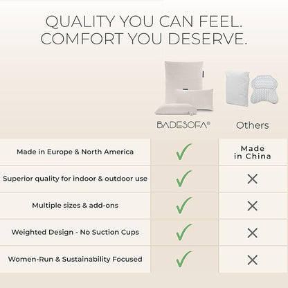 BADESOFA® Luxury Bath Pillow S - Ultra Comfortable & Quick-Drying Bath Back Pillow - Washable Full Body Bath Pillow for Bathtub - Therapeutic Head and Neck Support - Luxury Spa Cushion in Grey