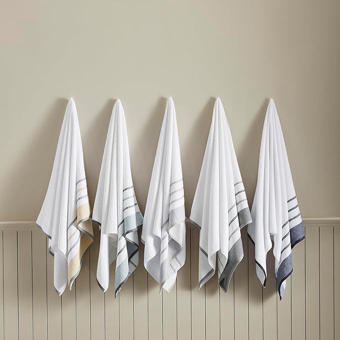 Great Bay Home Decorative Bath Towel Set - Luxury Cotton 4 Pack 54x27 Bath Towel Set - Luxurious, Ultra-Soft, Durable Towels for Bathroom Decor (Glacier Grey/Cappuccino)