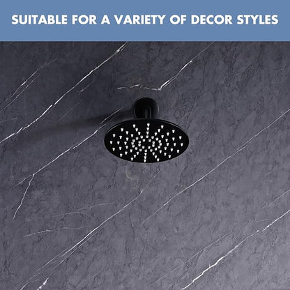 Rainfall Shower Head, MEDIOMI Rain Shower Head Set - Ultra-Thin Design High Flow Stainless Steel Large Round Rain Shower Heads with Shower Arm and Flange (8-Inch, Matte Black)