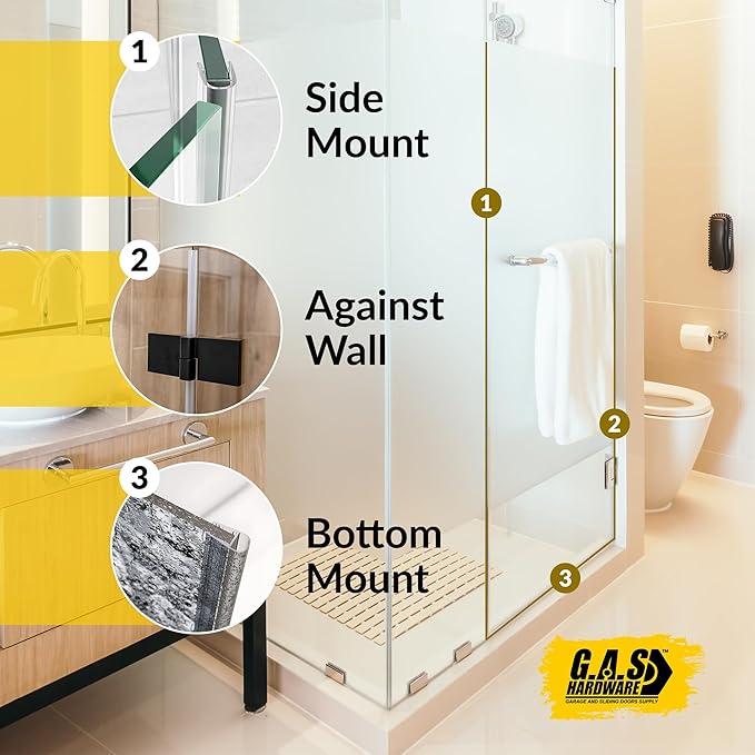 1/4" (6mm) Frameless Shower Door Seal – U-Type 22.5" (57.2cm) Ultra-Clear Bottom & Side Drip Rail Sweep Strips, 4 Pieces for Leak Protection, Water Control & Easy DIY Installation