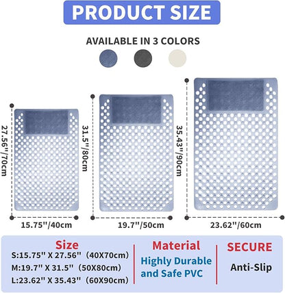 Bath Tub Shower Mat with Soft Shower Foot Scrubber Mat for Massage,Non Slip Bathtub Mat with Strong Suction Cups, Silicone Shower Foot Scrubber Mat (Dusty Blue, 31.5" X 19.7"(Rectangular))