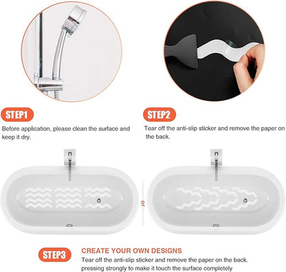 Patented 36 PCS Anti Slip Shower Stickers, Safety Bathtub Strips Adhesive Decals with Premium Scraper for Bath Tub Shower Stairs (White)