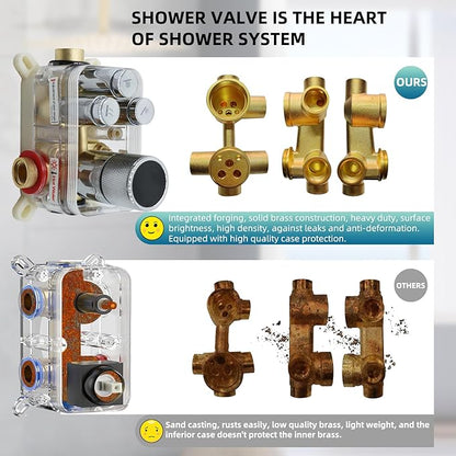 Digital Display Shower Valve Shower Valve 3 Way Shower Diverter Valve Shower Mixing Valve Can Use All the Time Polished Chrome