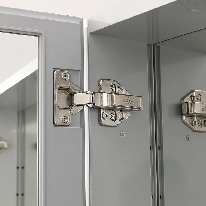 Blossom 15x26 Inch Aluminum Medicine Cabinet with Mirror – Recessed or Surface Wall Mounted Bathroom Storage with Adjustable Glass Shelves, Soft Close Hinges, Rust-Resistant and Modern Mirrored Design