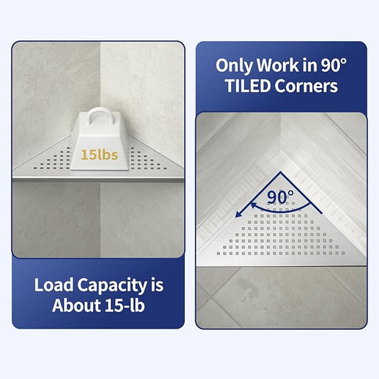 Corner Shower Shelf 2 Pack, 304 Stainless Steel Grout in Shelves for Bathroom, 10'' Recessed Shelf Rack for Tiled Wall, No Drilling Needed (10'', Silver)