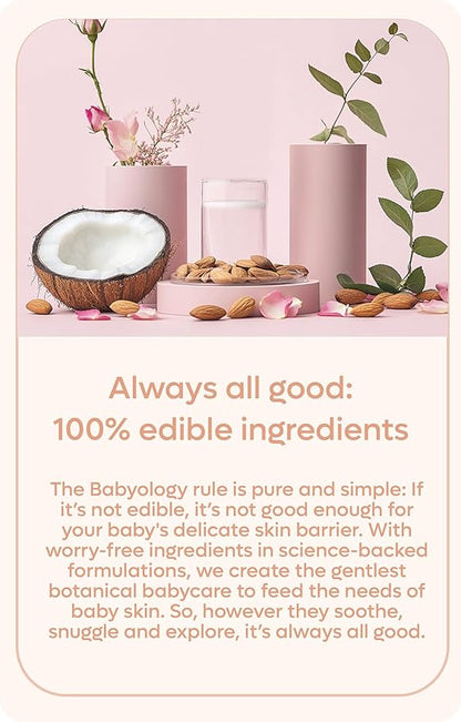 Babyology All Natural Baby Wash and Shampoo - 100% Edible Ingredients - with Organic Rose Water (Unscented) - 13,52 FL OZ - Good for Sensitive Skin - Non Toxic - Tear Free (Scents & Packs Vary)