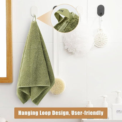 SEMAXE 18-Pack Bath Towel Set Include 6 Bath Towels, 6 Hand Towels, 6 Wash Cloths, 100% Cotton Bathroom Towels with Hanging Loops and Nano-Bio Lifecycle Labels, Soft and Absorbent Towel, Green