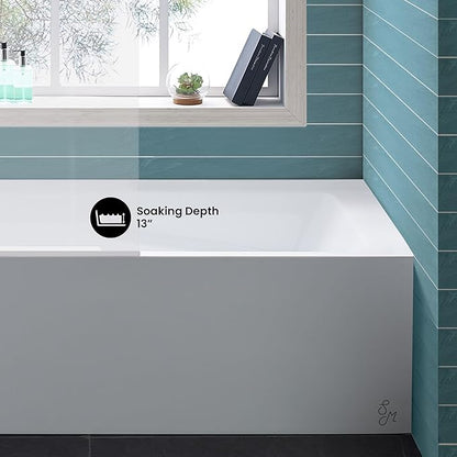 Swiss Madison Well Made Forever SM-AB541 Voltaire Alcove Tub with Armrest 60" x 30" in Glossy White