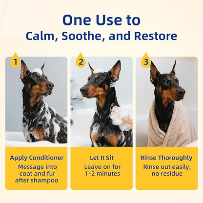 Unipaws Probiotic Short-Haired Dog Conditioner – Degreasing, Soothing & Anti-Shedding for Red, Itchy Skin, Vegan Calendula, Coconut & Oatmeal – EWG Green & Medicated, Made in Korea, 16.9 Fl Oz
