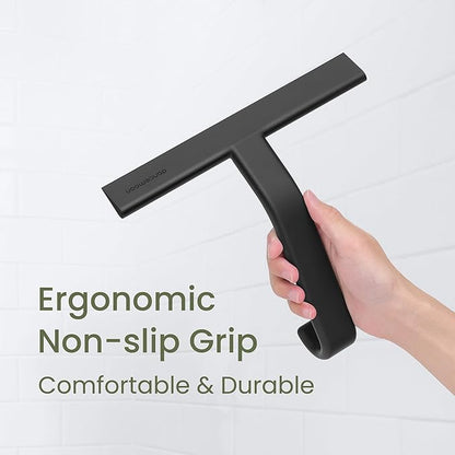 dancemoon JustHang Shower Squeegee for Glass Doors, All-One-Piece Silicone with Built-in Hook Design for Easy Hanging, Household Window Mirror Squeegee for Bathroom, Glass, Kitchen, Tile Wall, Car