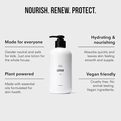 Public Goods Body & Hand Lotion for Women & Men | Natural Moisturizing Daily Lotion for Dry & Itchy Skin | Paraben & Sulfate Free | Made with Organic Essential Oils | Made in Canada | 12 Fl Oz Bottle