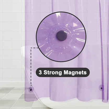 Barossa Design Clear Lavender Long Shower Curtain Liner 78" Height - 3 Magnets & Waterproof Lightweight PEVA Shower Liner for Bath Tub, PVC Free, Metal Grommets, Clear Lavender, 72x78