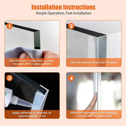 Frameless Soft Shower Door Sweep Seal Drip Rail, Glass Shower Silicone Door Seal Strip,Weatherproof Silicone Seal Fit for Glass (H Type, 12mm (1/2"))
