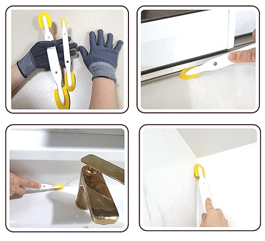 Caulk Caulking Silicone Sealant Finishing Tool (4-Size)- Ideal for DIY, Waterproofing, Grouting. Durable Urethane Rubber Design, Scratch Prevention (Two-Way (L) 3P)