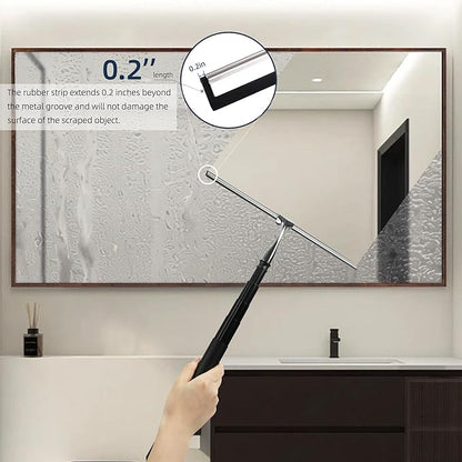 12-51’’ Telescopic Window Squeegee for Home, 2 in 1 Window Cleaning Squeegee Kit, Shower Squeegee for Glass Doors, Outdoor extendable Window Cleaner Tool for Floor Tile Wall Car Windshield